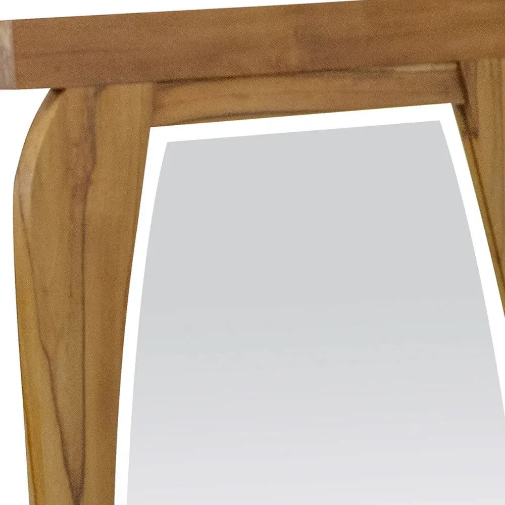 35" Natural Solid Wood Framed Accent Mirror Homeroots Bed & Bath