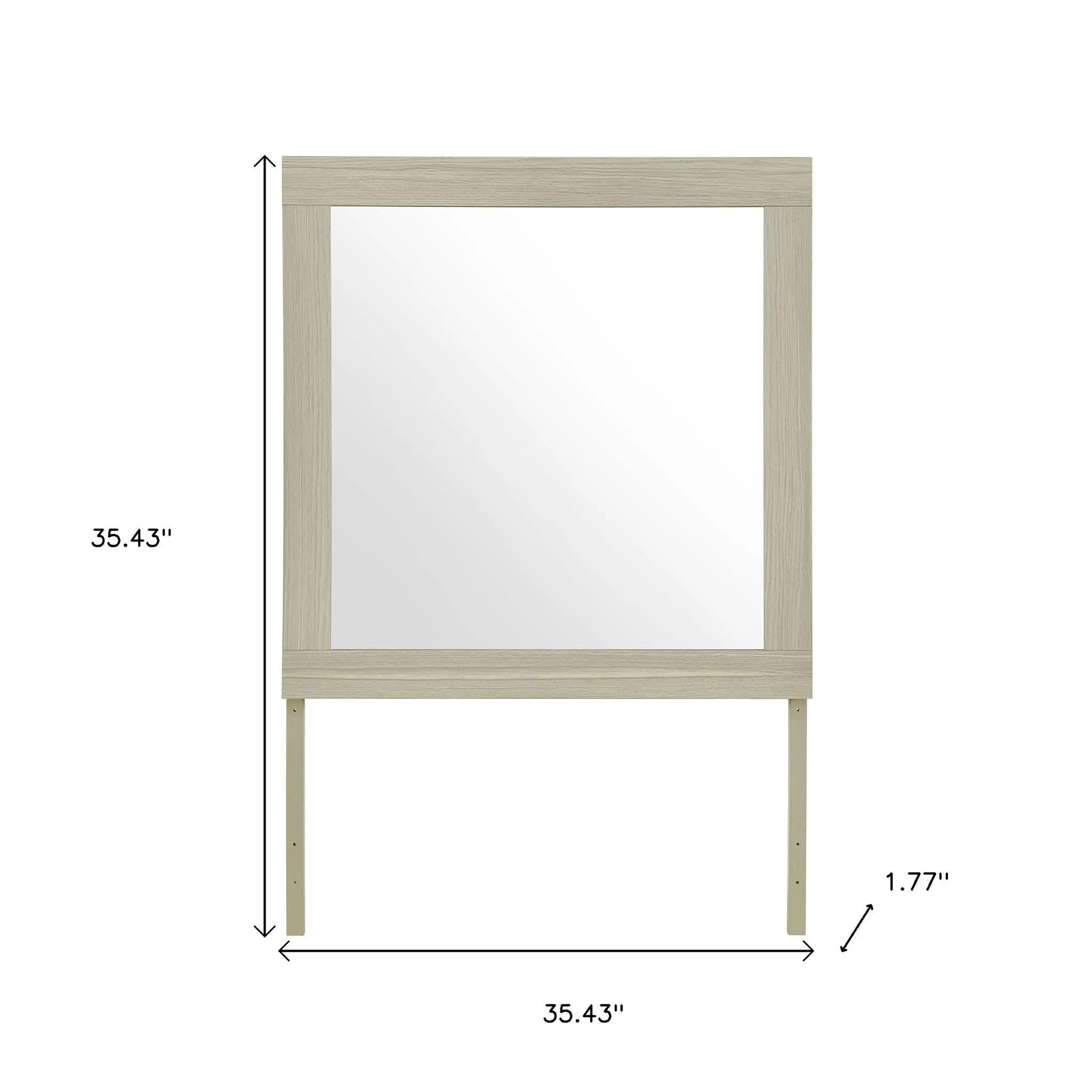 35" Natural Wood Square Frame Mounted Dresser Mirror Homeroots Bed & Bath