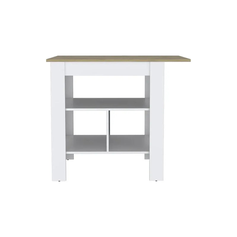 35" Natural and White Wood Kitchen Island With Storage Homeroots Kitchen & Dining