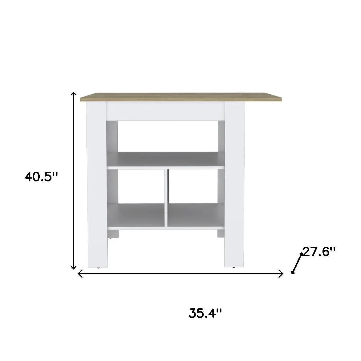 35" Natural and White Wood Kitchen Island With Storage Homeroots Kitchen & Dining