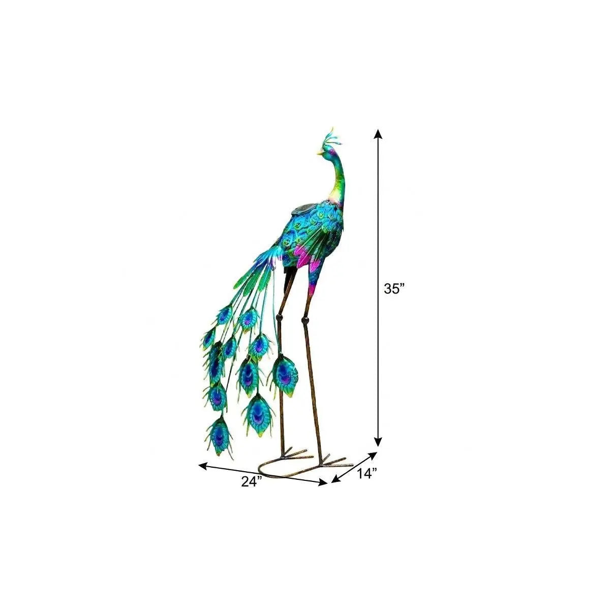 35" Purple And Blue Metal LED lights Birds Garden Accents Accessories Homeroots Outdoor
