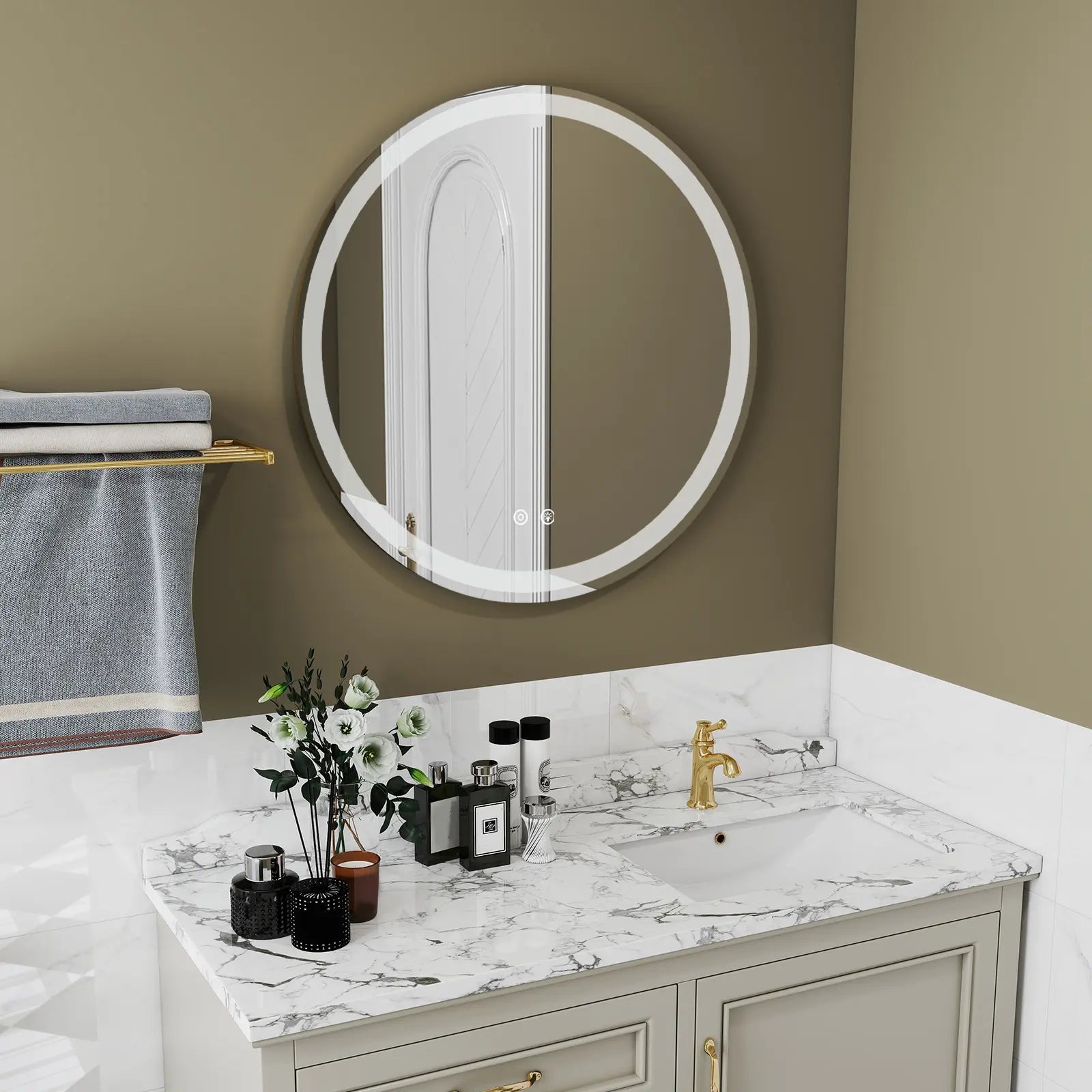 35" Round Lighted Frameless Anti Fog Bathroom Vanity Mirror Homeroots Bed & Bath
