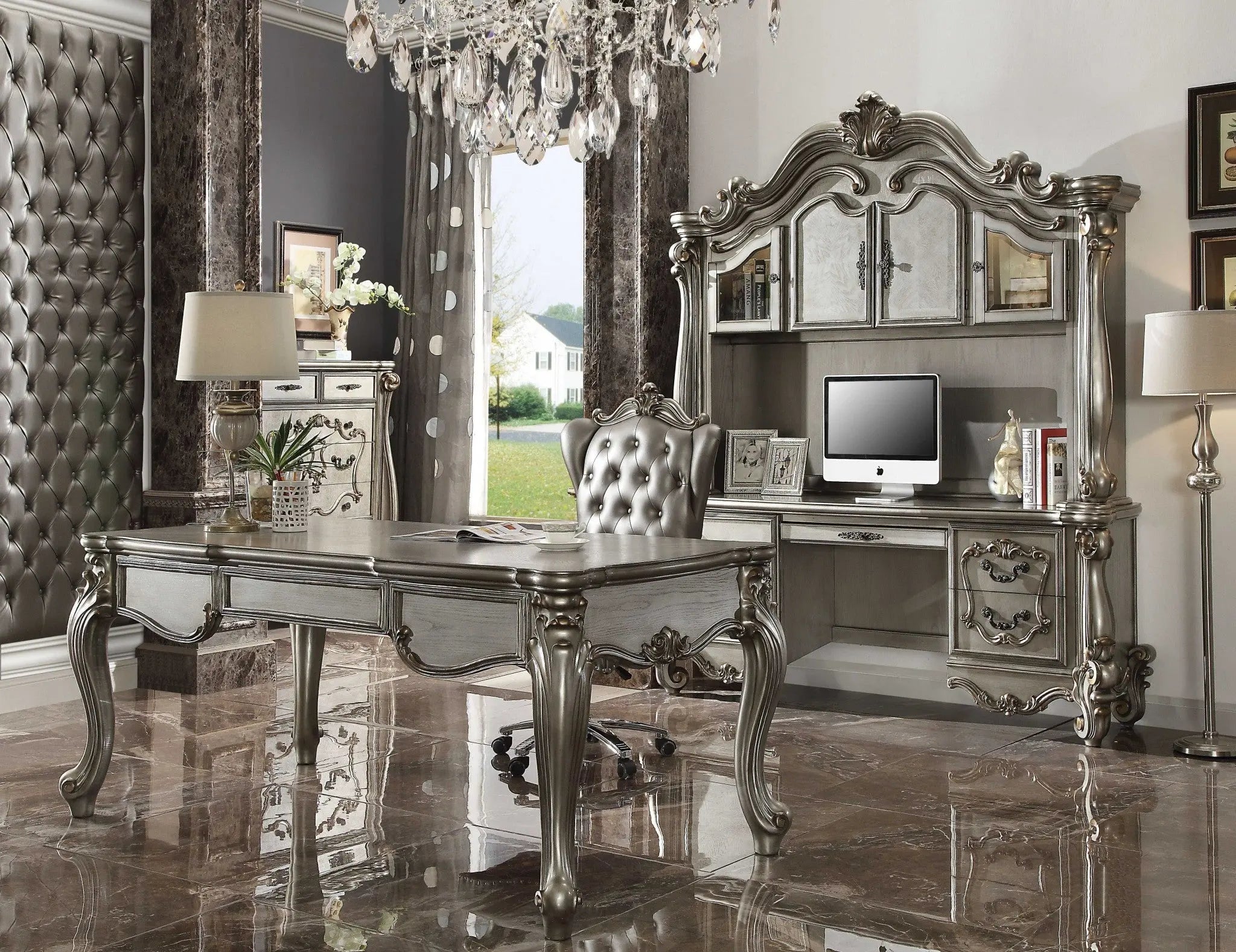 35" Silver Executive Desk - GreatEagleInc