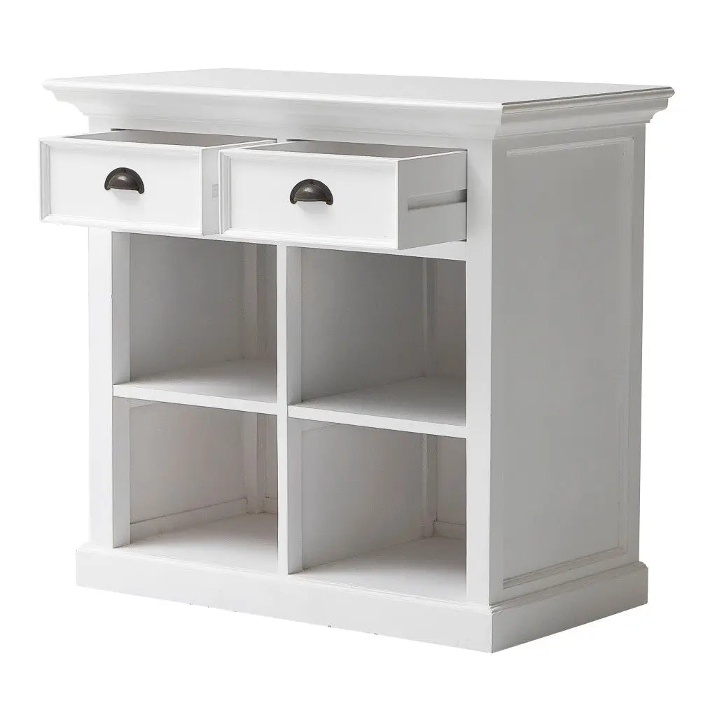 35" White Accent Cabinet With Two Drawers and Baskets Homeroots Kitchen & Dining