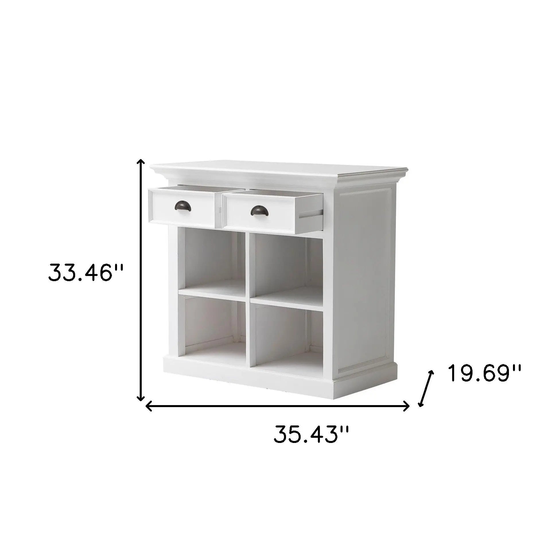 35" White Accent Cabinet With Two Drawers and Baskets Homeroots Kitchen & Dining