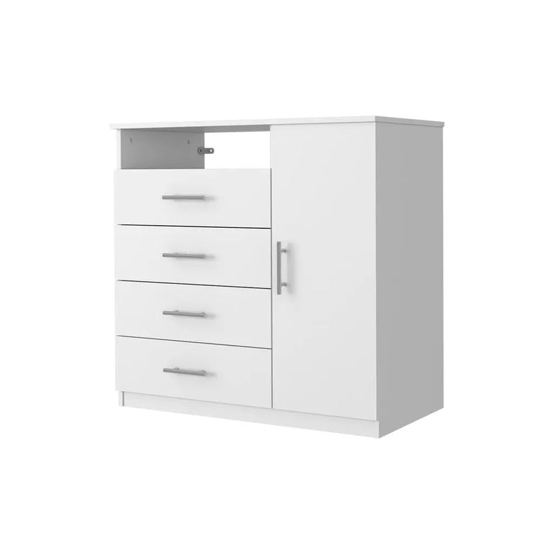 35" White Wood Four Drawer Combo Dresser Homeroots Bed & Bath