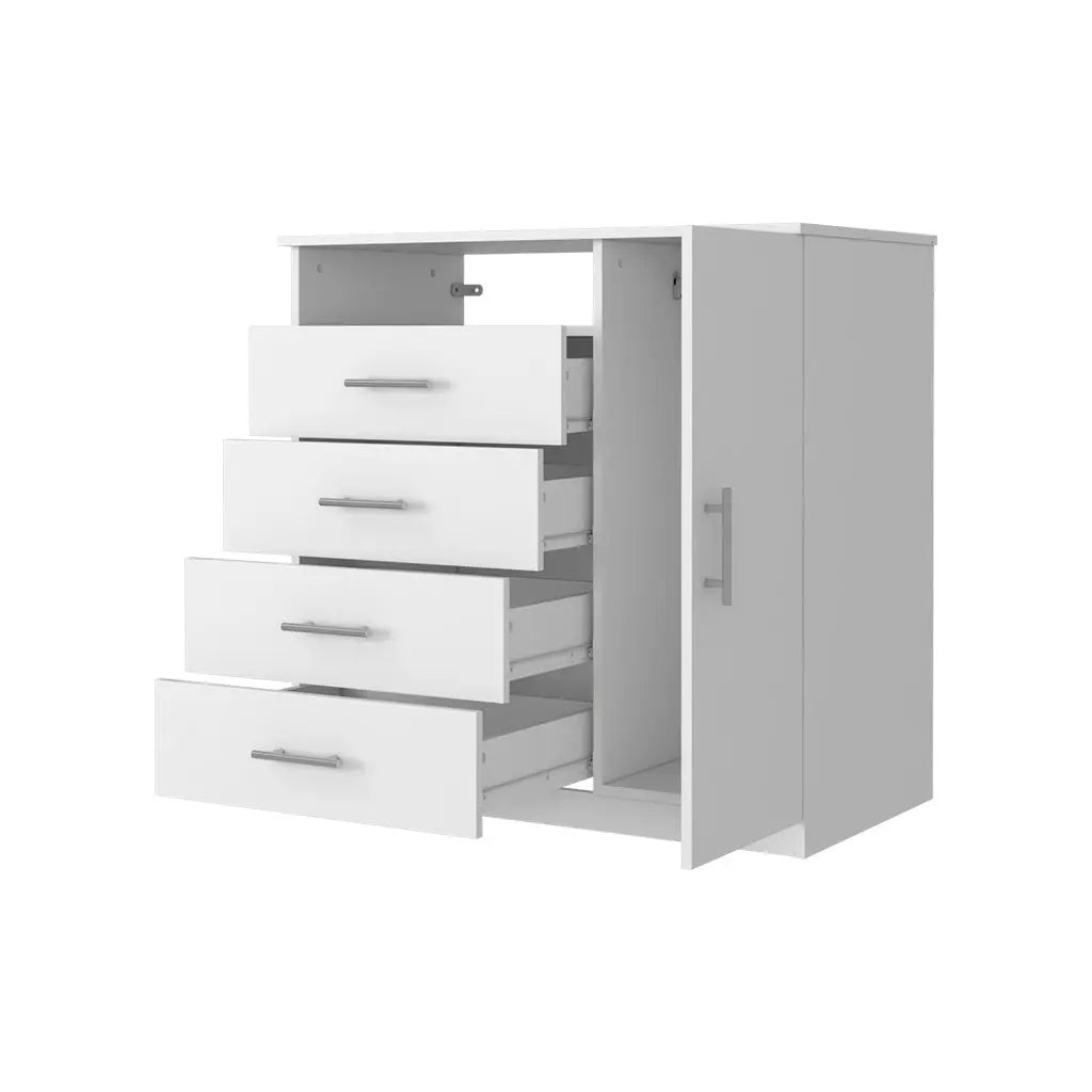 35" White Wood Four Drawer Combo Dresser Homeroots Bed & Bath