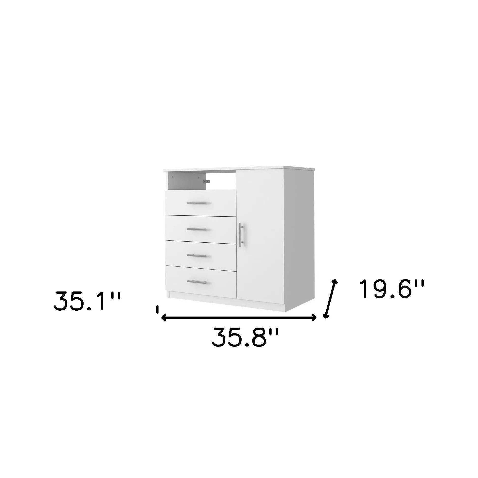 35" White Wood Four Drawer Combo Dresser Homeroots Bed & Bath