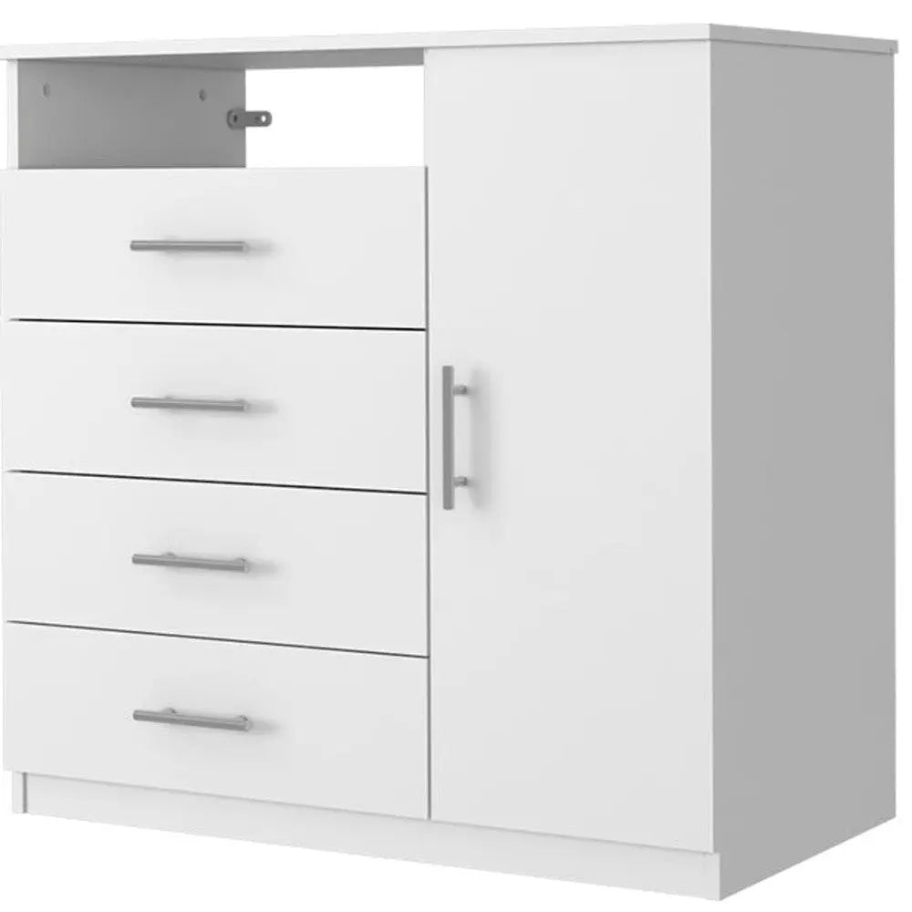 35" White Wood Four Drawer Combo Dresser Homeroots Bed & Bath