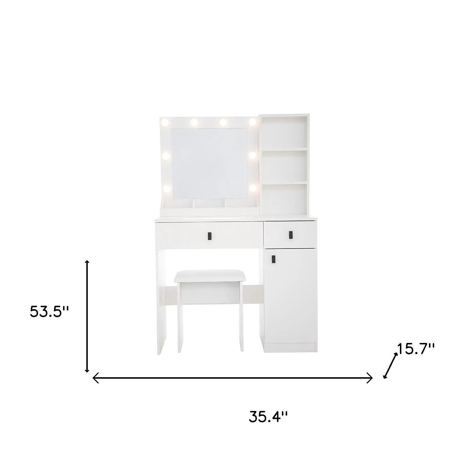 35" White Wood Lighted Two Drawer Dresser - GreatEagleInc