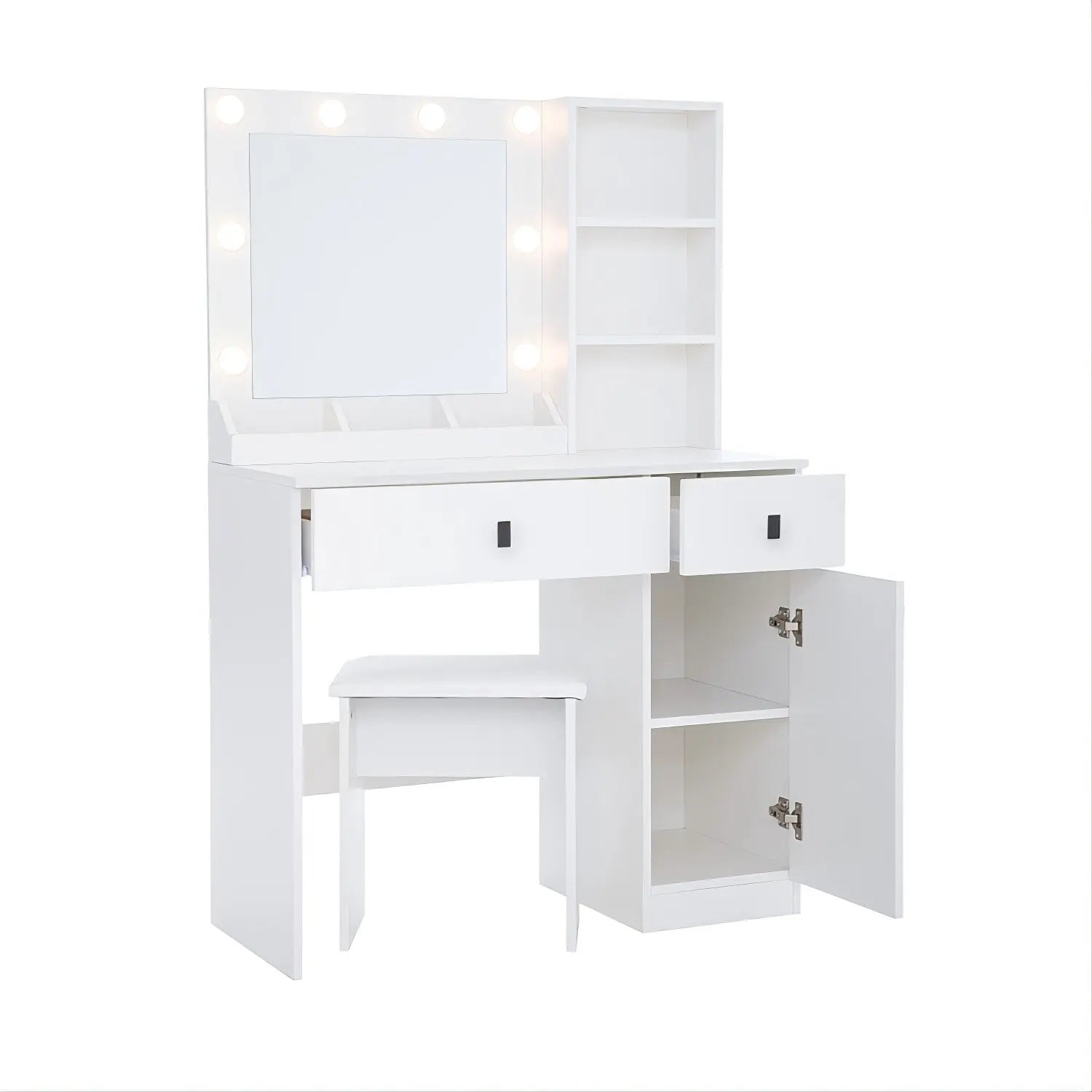 35" White Wood Lighted Two Drawer Dresser - GreatEagleInc
