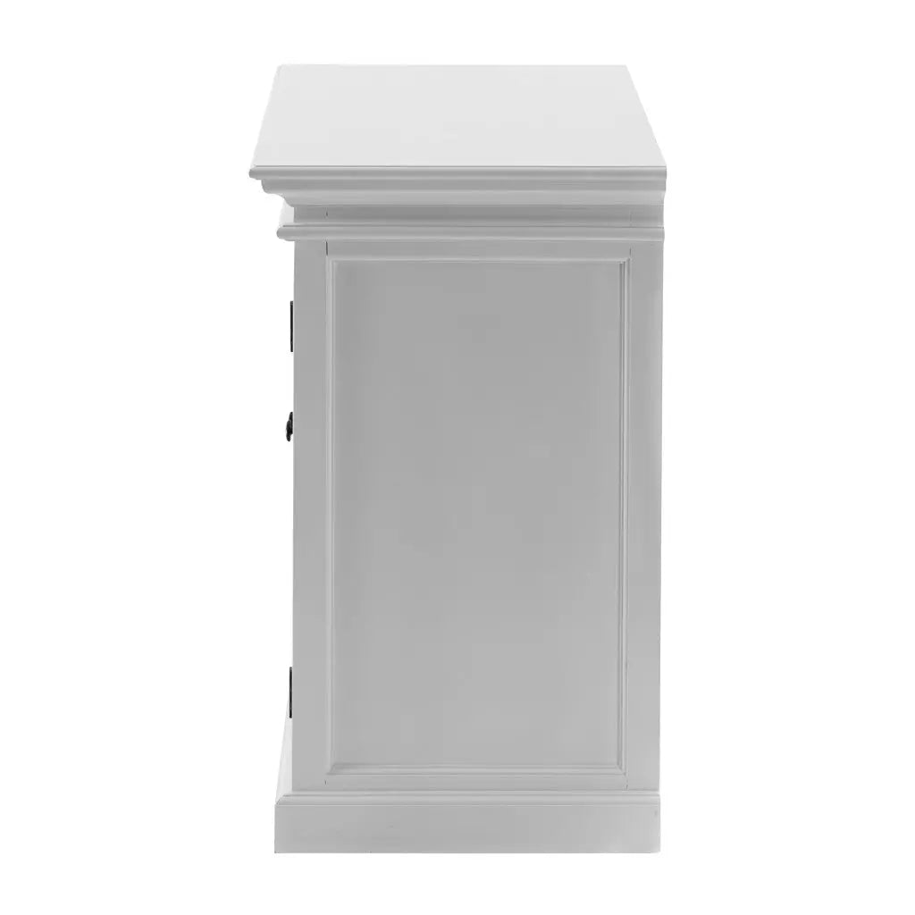 35" White Wood and Glass Two Door Accent Cabinet Homeroots Kitchen & Dining
