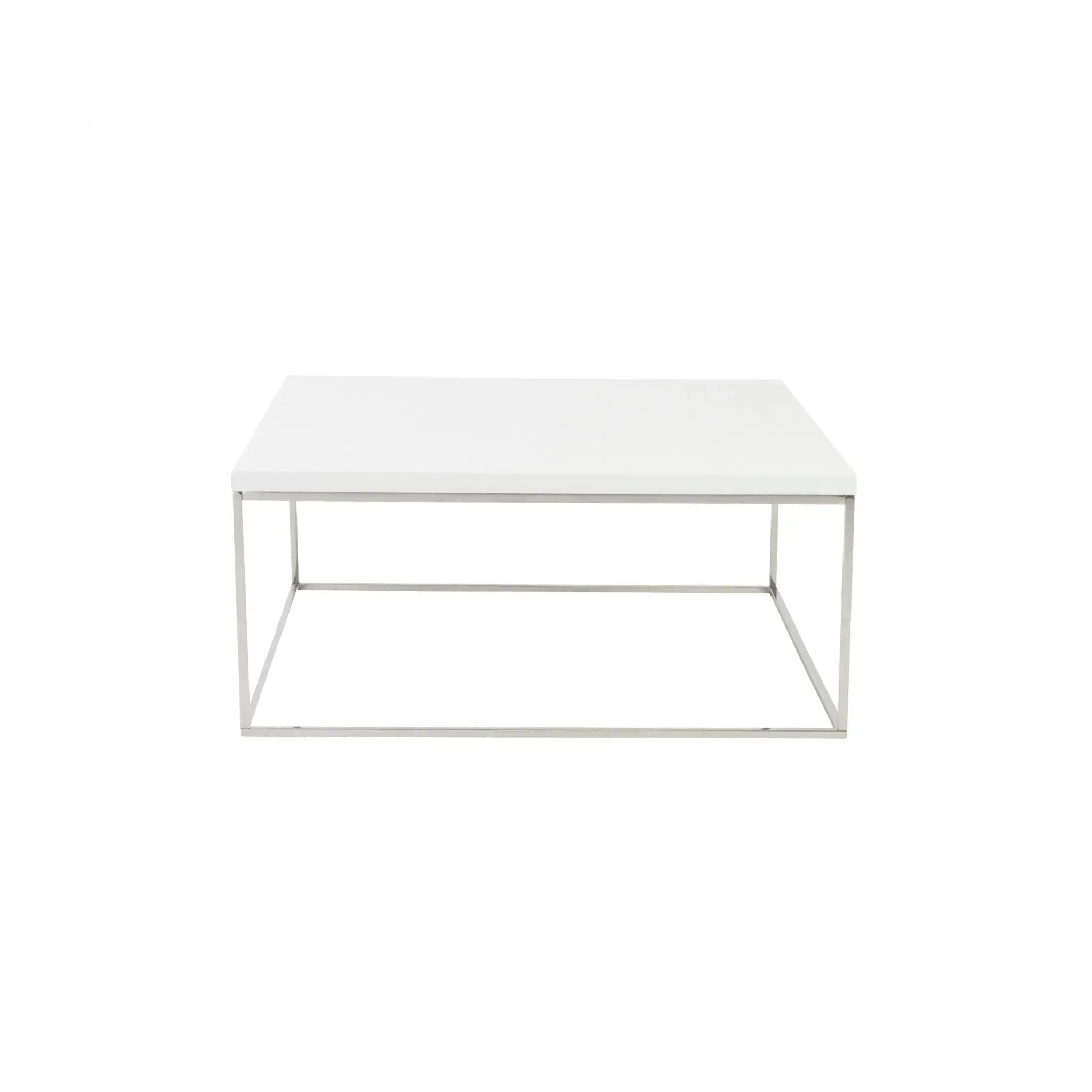35" White and Silver Wood And Metal Square Frame Coffee Table Homeroots Living Room