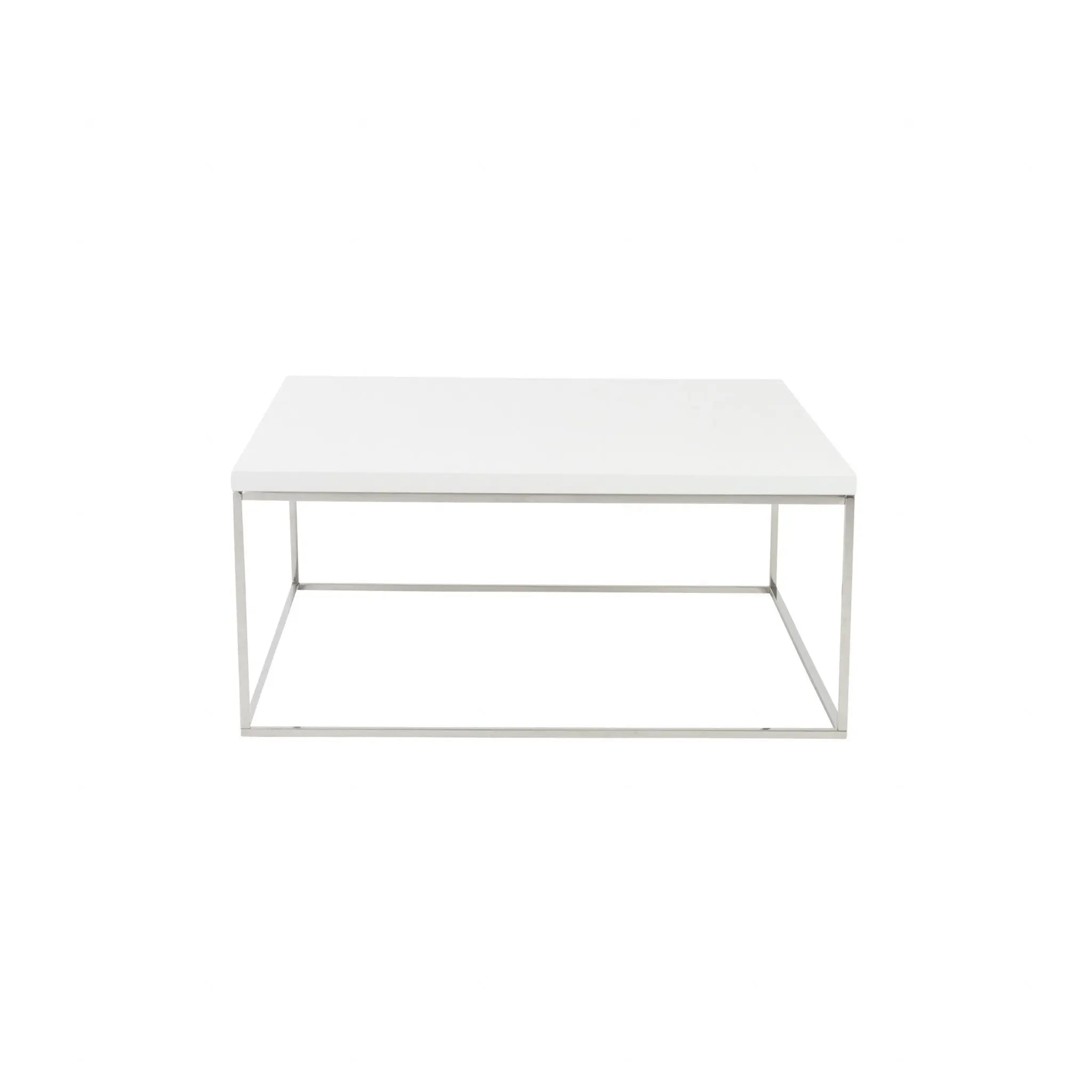 35" White and Silver Wood And Metal Square Frame Coffee Table Homeroots Living Room