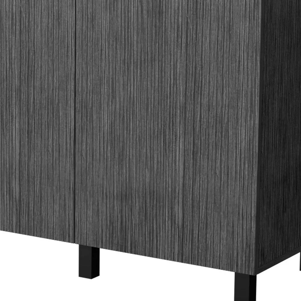 35" X 39" Gray And Silver Stainless Steel and Wood Utility Cabinet With Sink Homeroots Kitchen & Dining