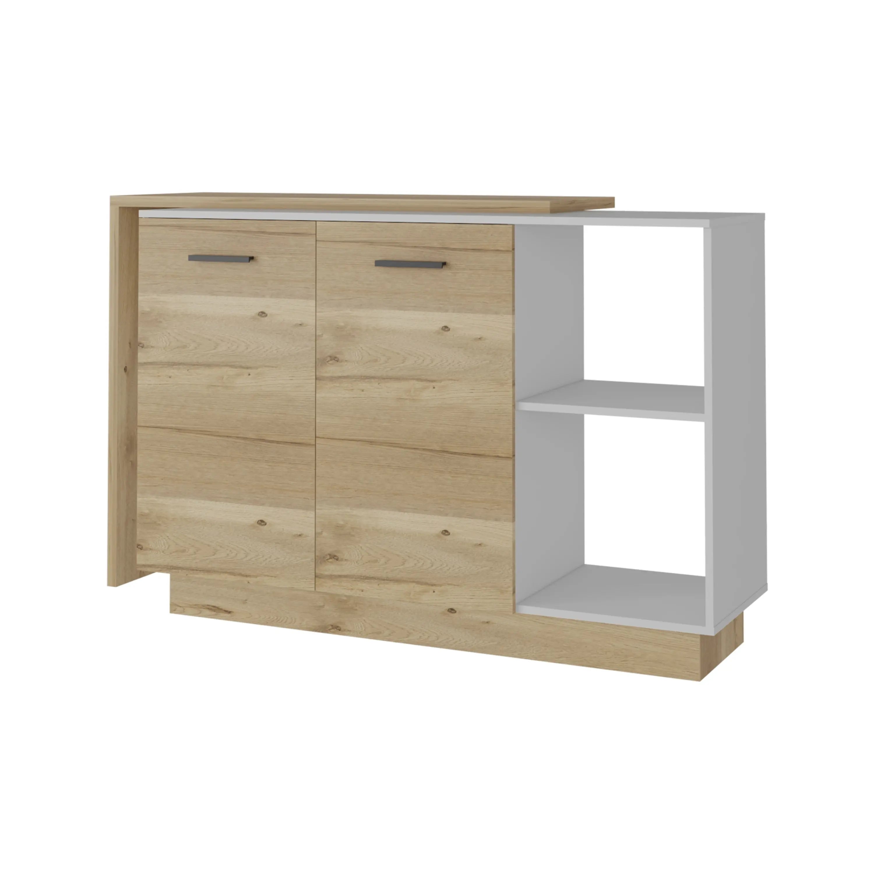 35" X 59" Natural And White Stainless Steel and Wood Counter And Utility Cabinet Utility Sink Homeroots Kitchen & Dining