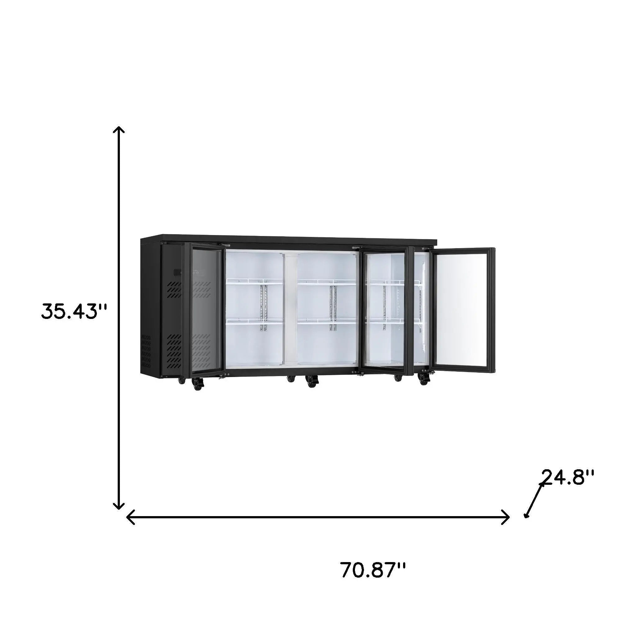 35" X 71" Clear and Black Metal Single Compartment Can Beverage Refrigerator Homeroots Home Decor