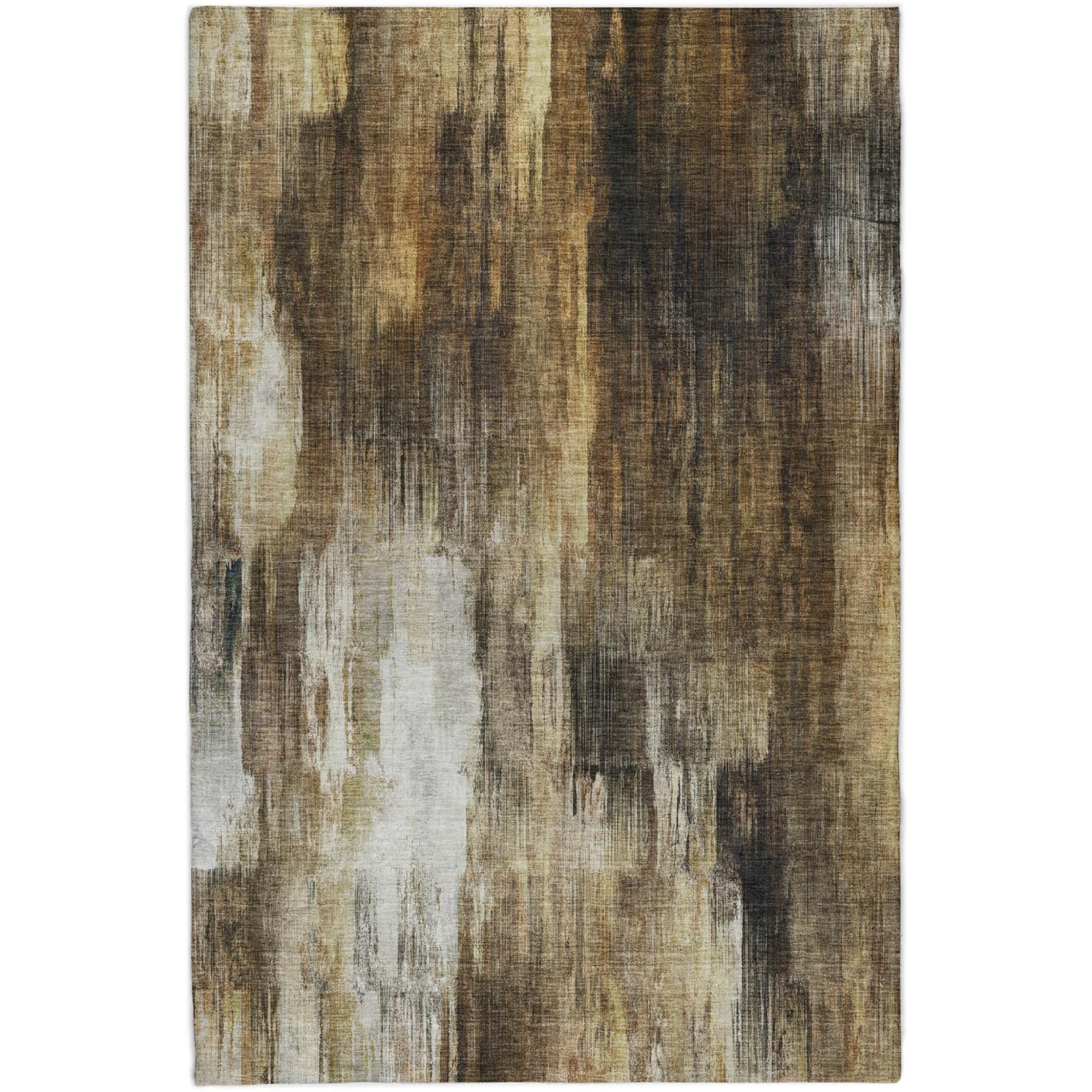 10' X 14' Chocolate And Brown Abstract Shag Washable Area Rug With UV Protection - Home & Garden