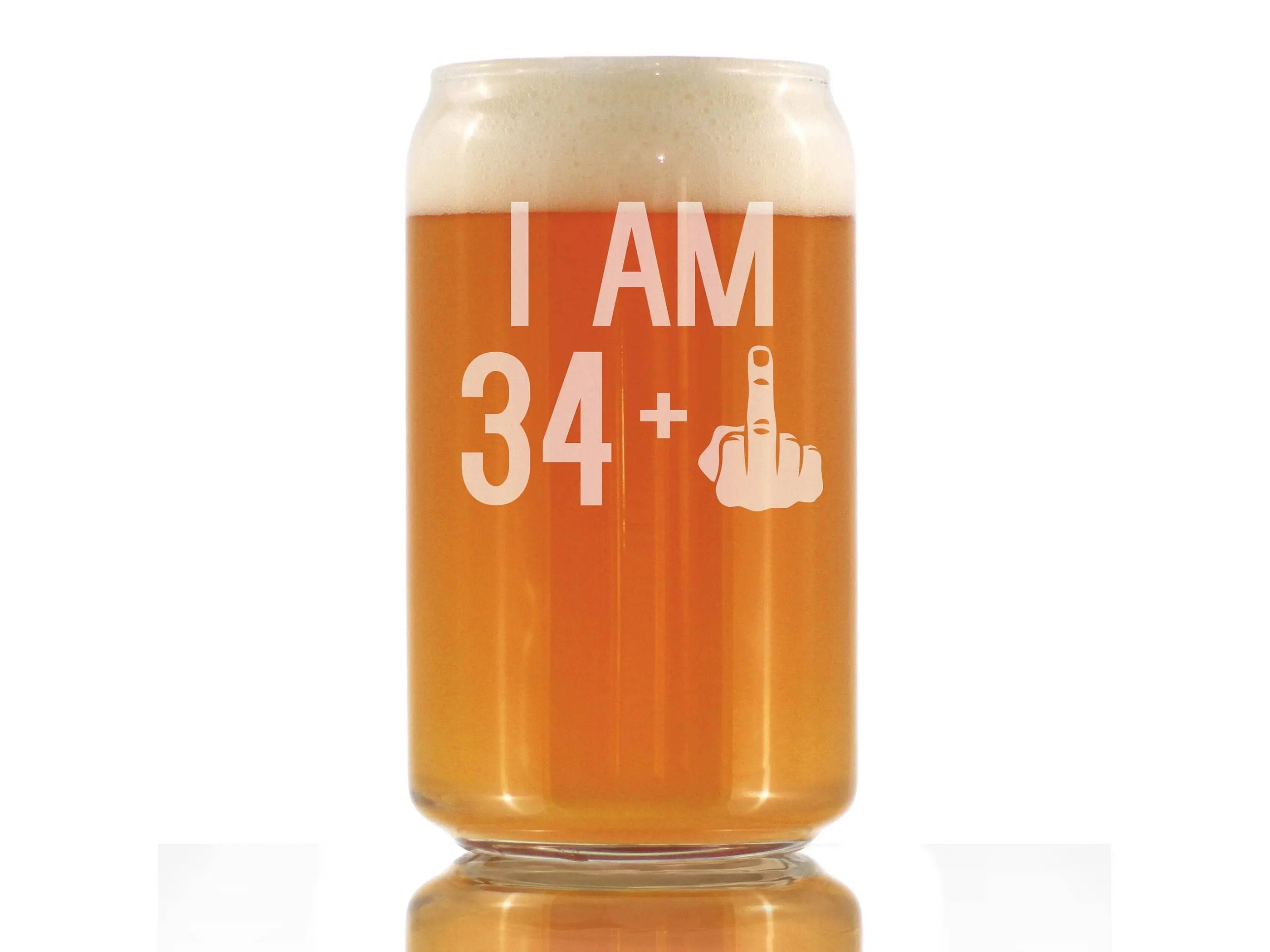 35th Birthday Gifts - 34 Middle Finger Beer Can Pint Glass Bevvee
