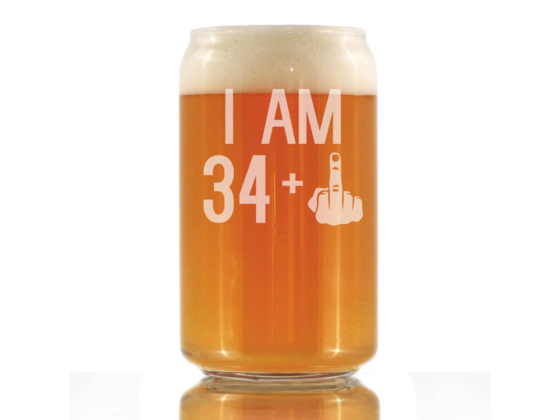 35th Birthday Gifts - 34 Middle Finger Beer Can Pint Glass Bevvee