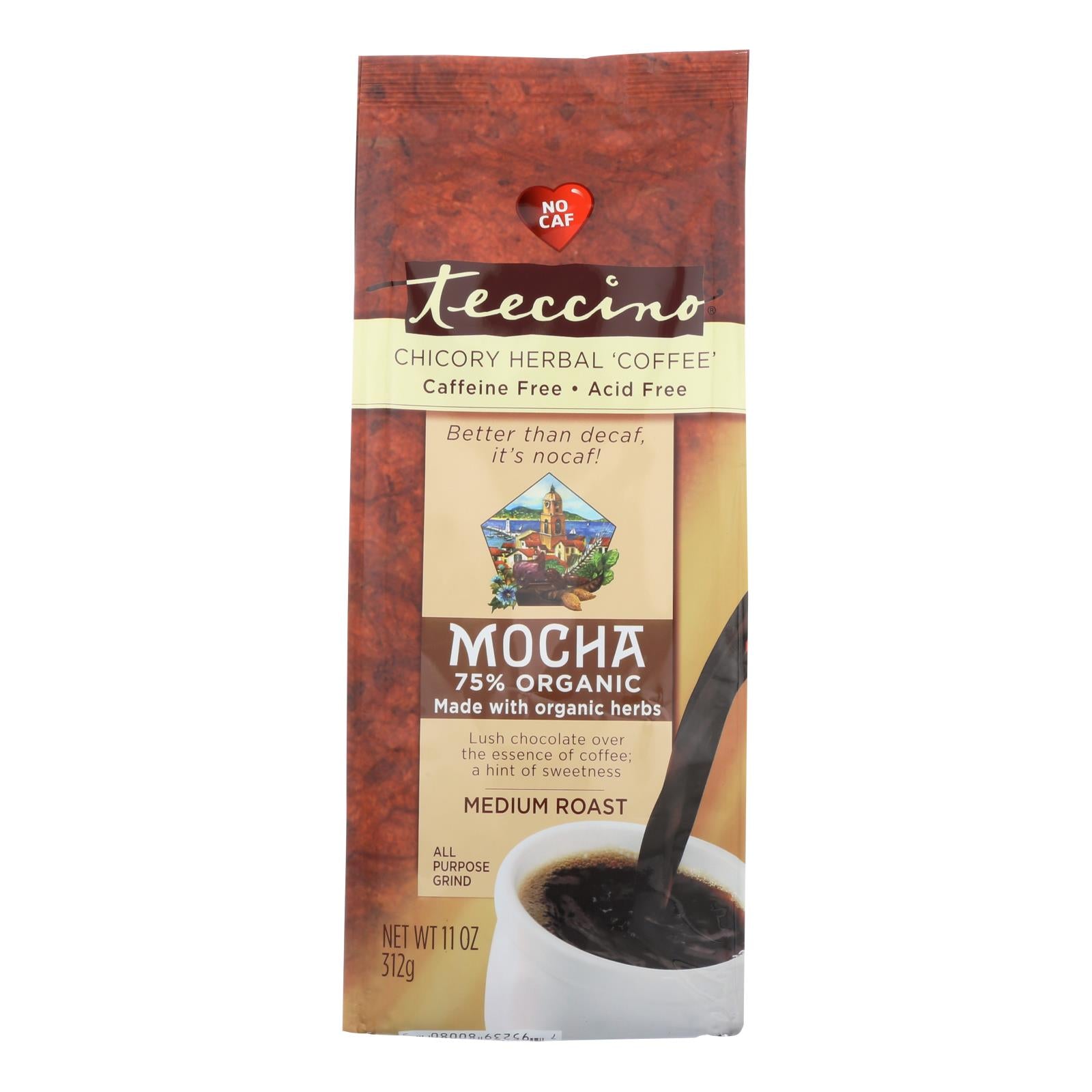 Teeccino Mediterranean Herbal Coffee Mocha - 11 Oz - Case Of 6 - Eco-Friendly Home & Grocery