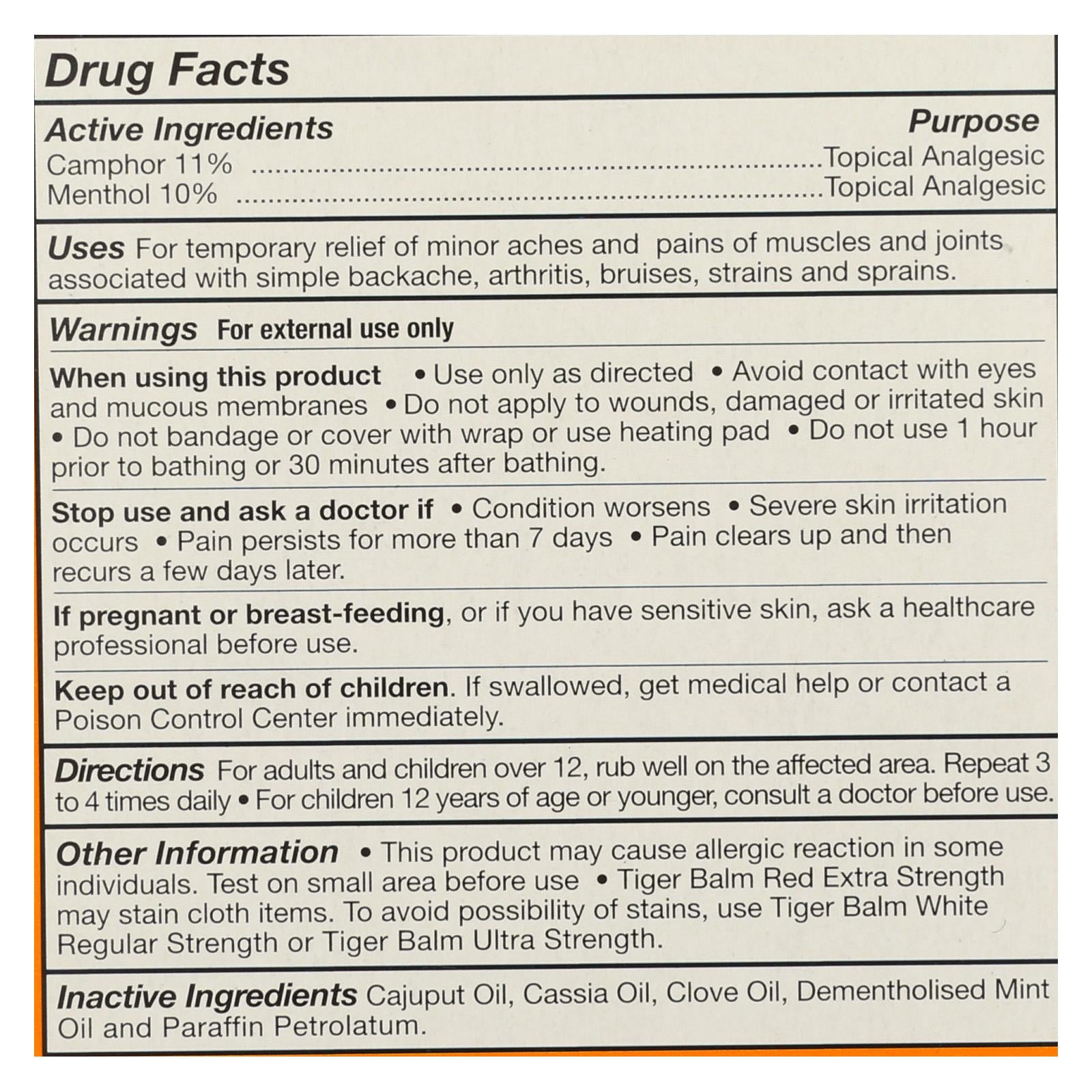 Tiger Balm Extra Strength Pain Relieving Ointment - 0.63 Oz - Case Of 6 - GreatEagleInc