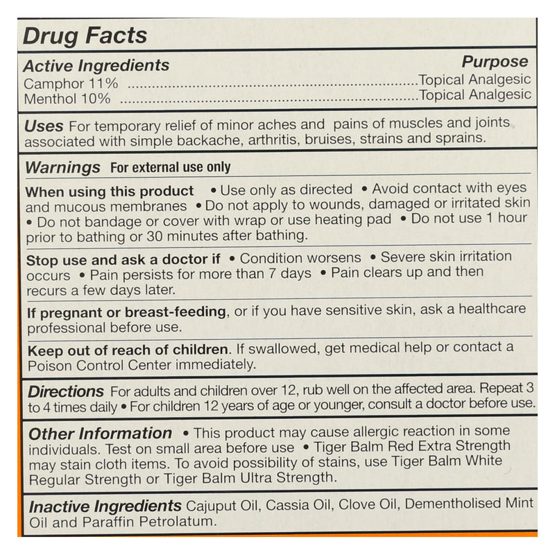 Tiger Balm Extra Strength Pain Relieving Ointment - 0.63 Oz - Case Of 6 - GreatEagleInc