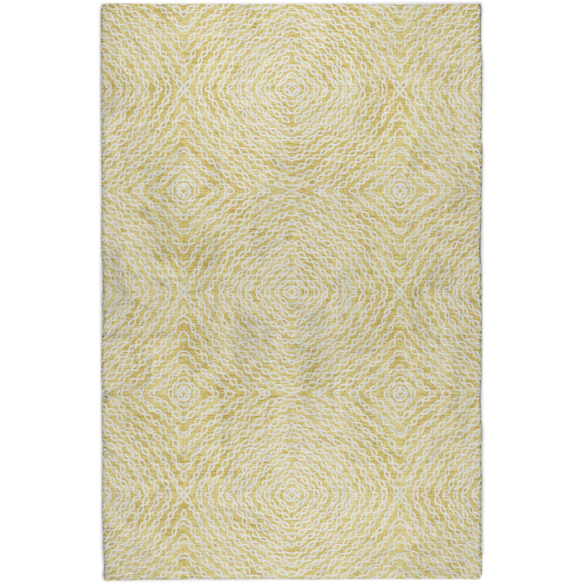 10' X 14' Yellow And Beige Abstract Shag Washable Area Rug With UV Protection - Home & Garden