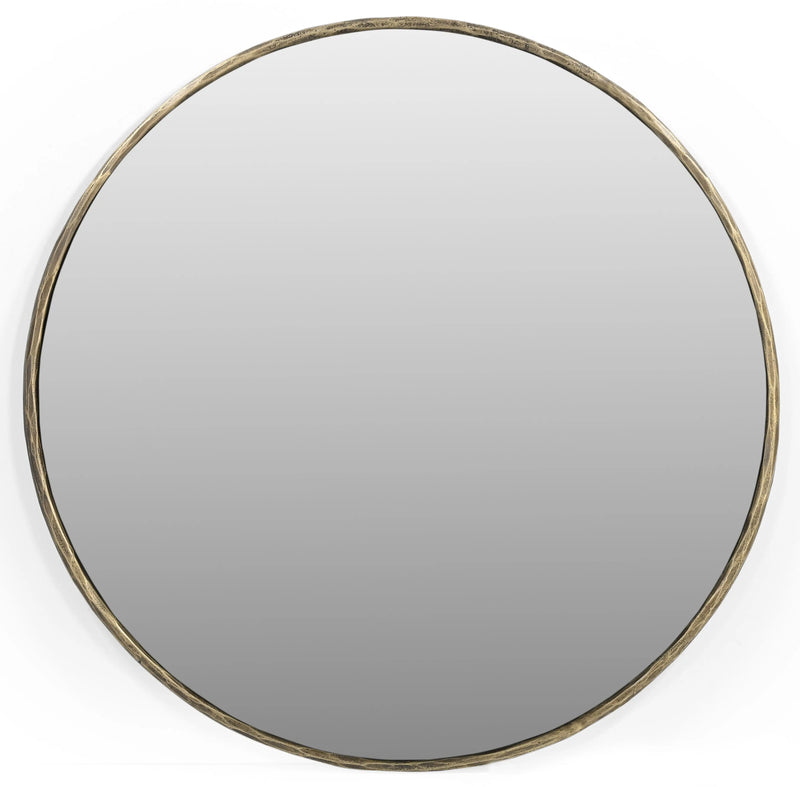 36" Antiqued Brass Iron Round Framed Accent Mirror Homeroots Bed & Bath