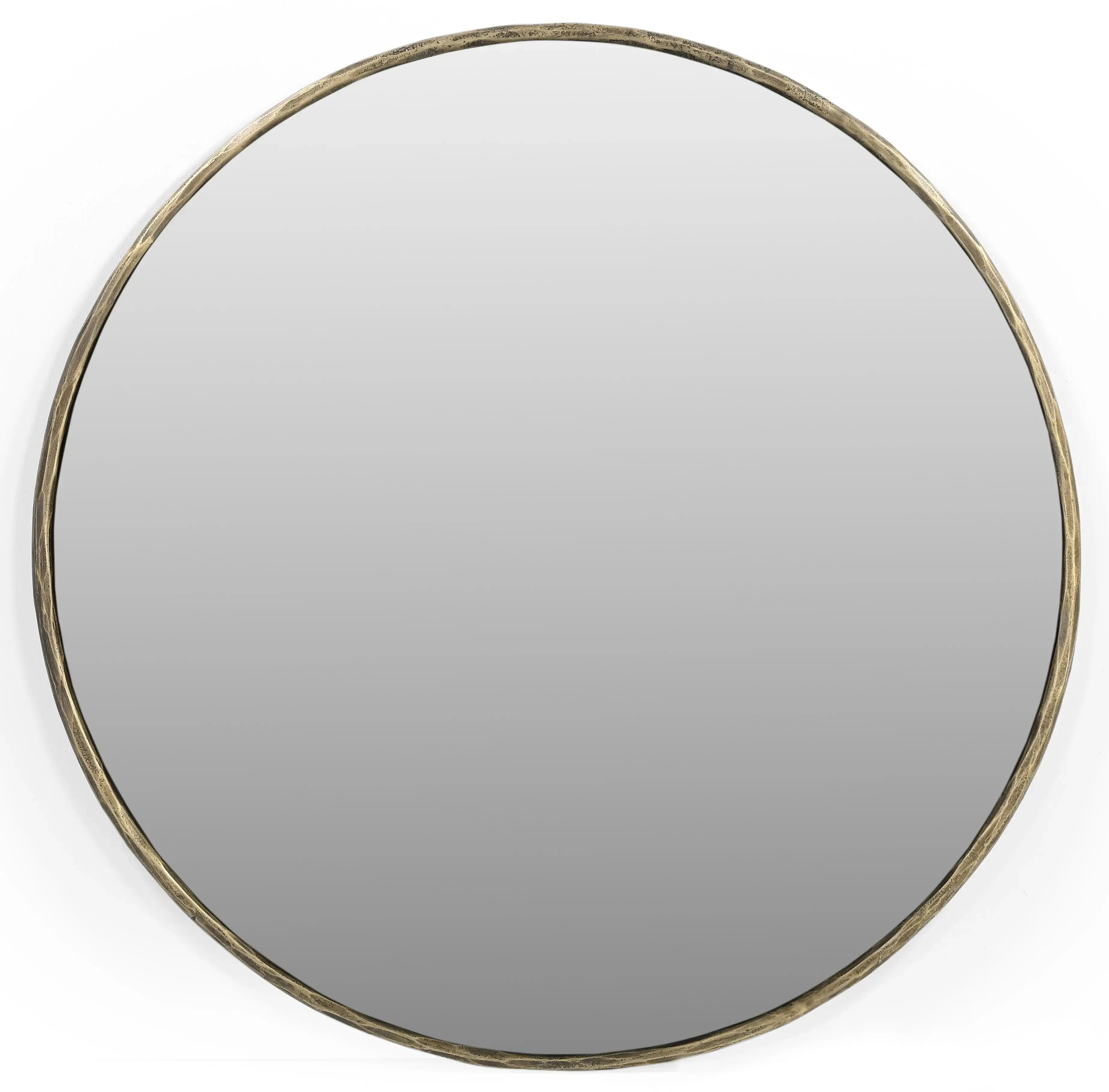 36" Antiqued Brass Iron Round Framed Accent Mirror Homeroots Bed & Bath