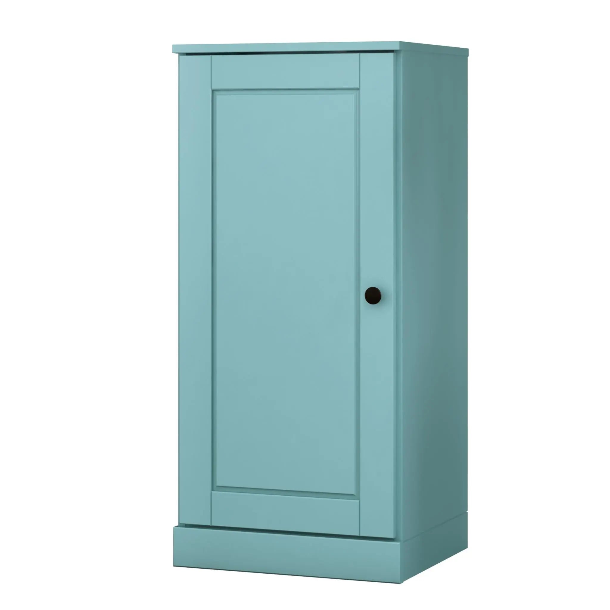 36" Aqua Solid Wood Adjustable Three Tier Library Bookcase with One Door Homeroots Office