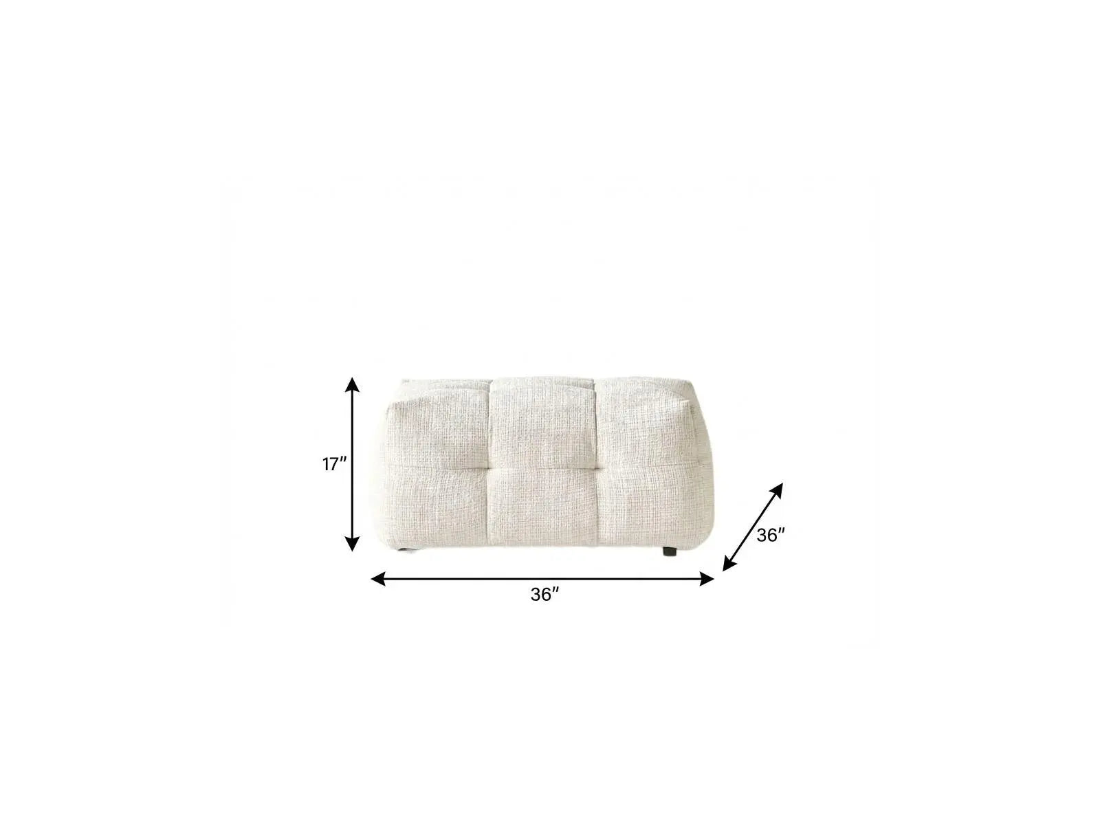 36" Beige and Black Chenille Tufted Pouf Ottoman Homeroots Living Room