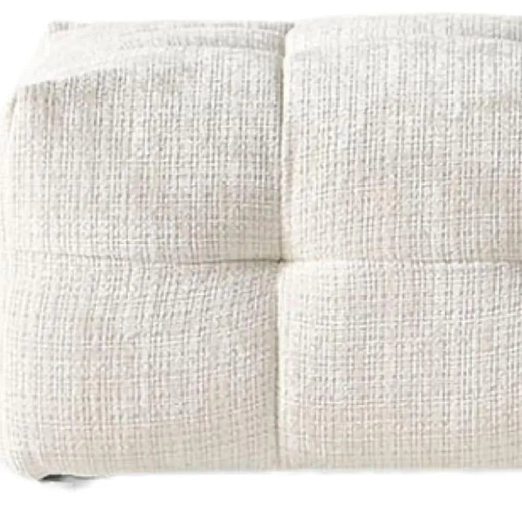 36" Beige and Black Chenille Tufted Pouf Ottoman Homeroots Living Room