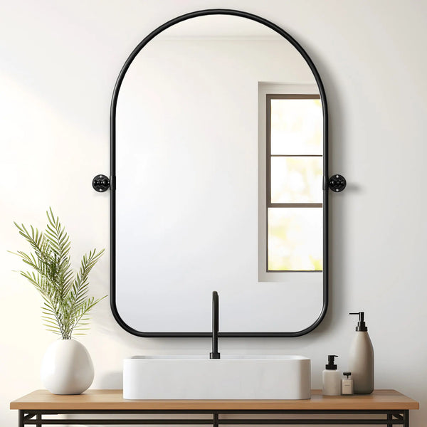 36" Black Metal Arch Framed Accent Mirror Homeroots Bed & Bath