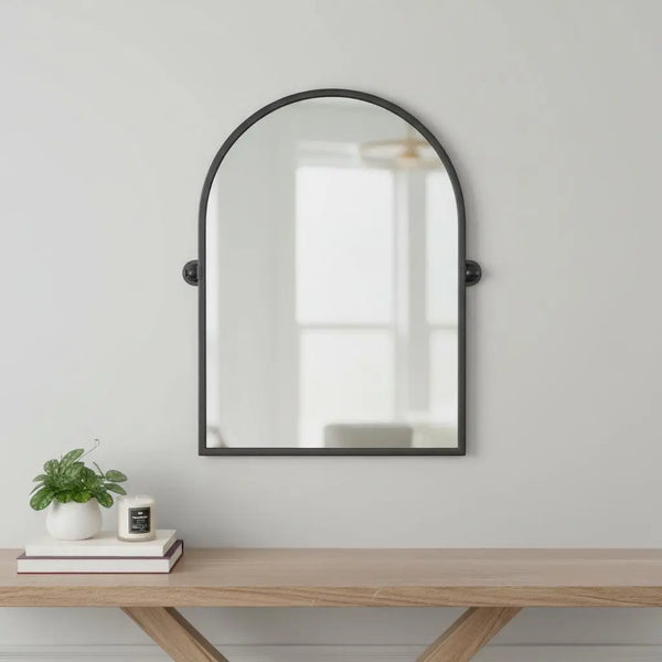 36" Black Metal Arch Tilting Framed Accent Mirror Homeroots Bed & Bath