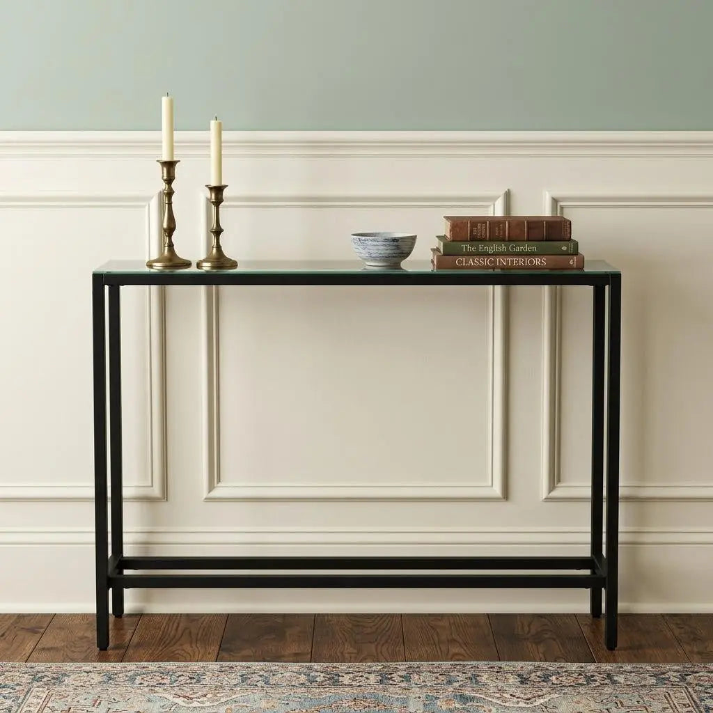 36" Black Mirrored Glass Console Table Homeroots Living Room