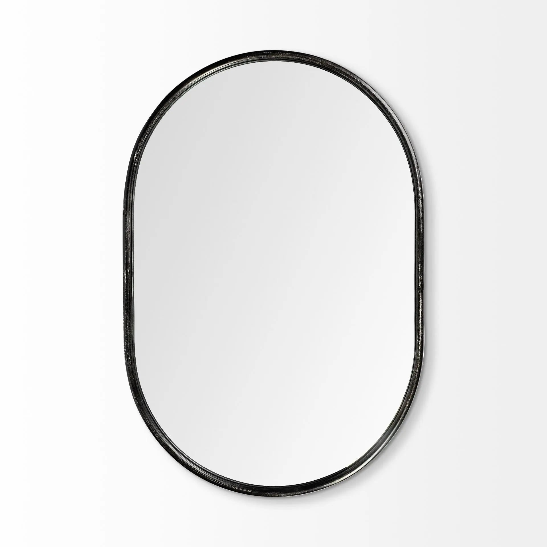 36" Black Oval Metal Framed Accent Mirror Homeroots Bed & Bath