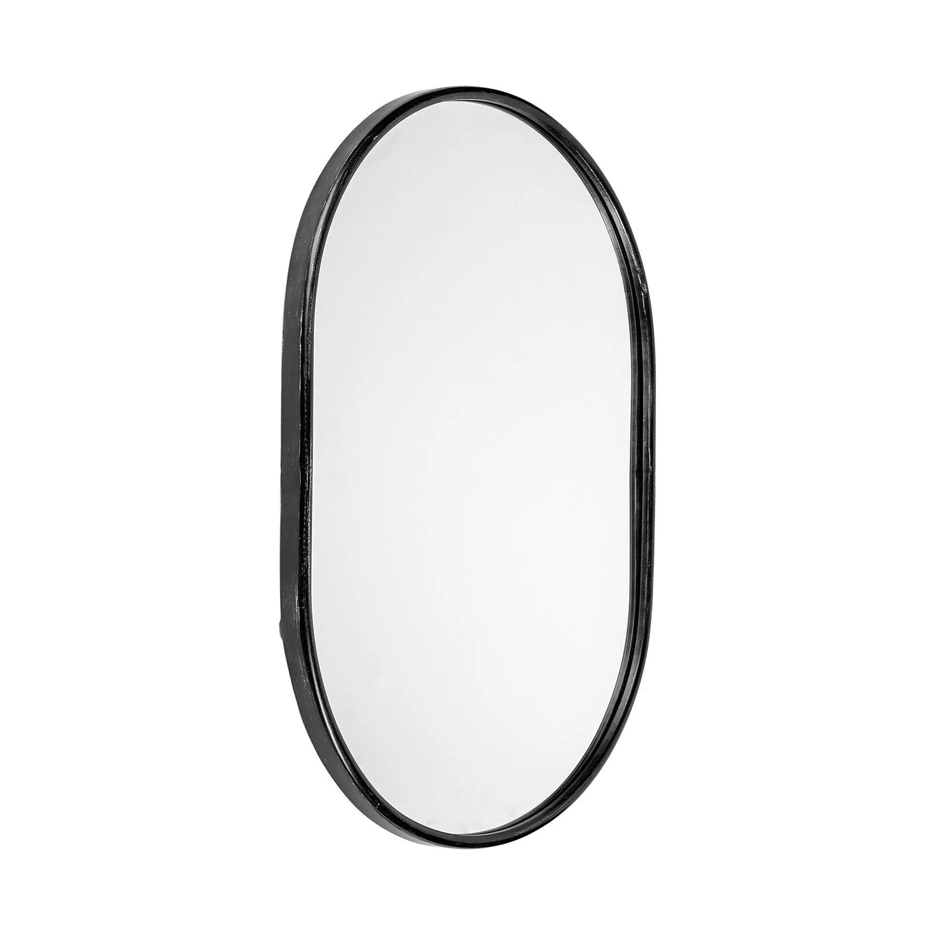 36" Black Oval Metal Framed Accent Mirror Homeroots Bed & Bath