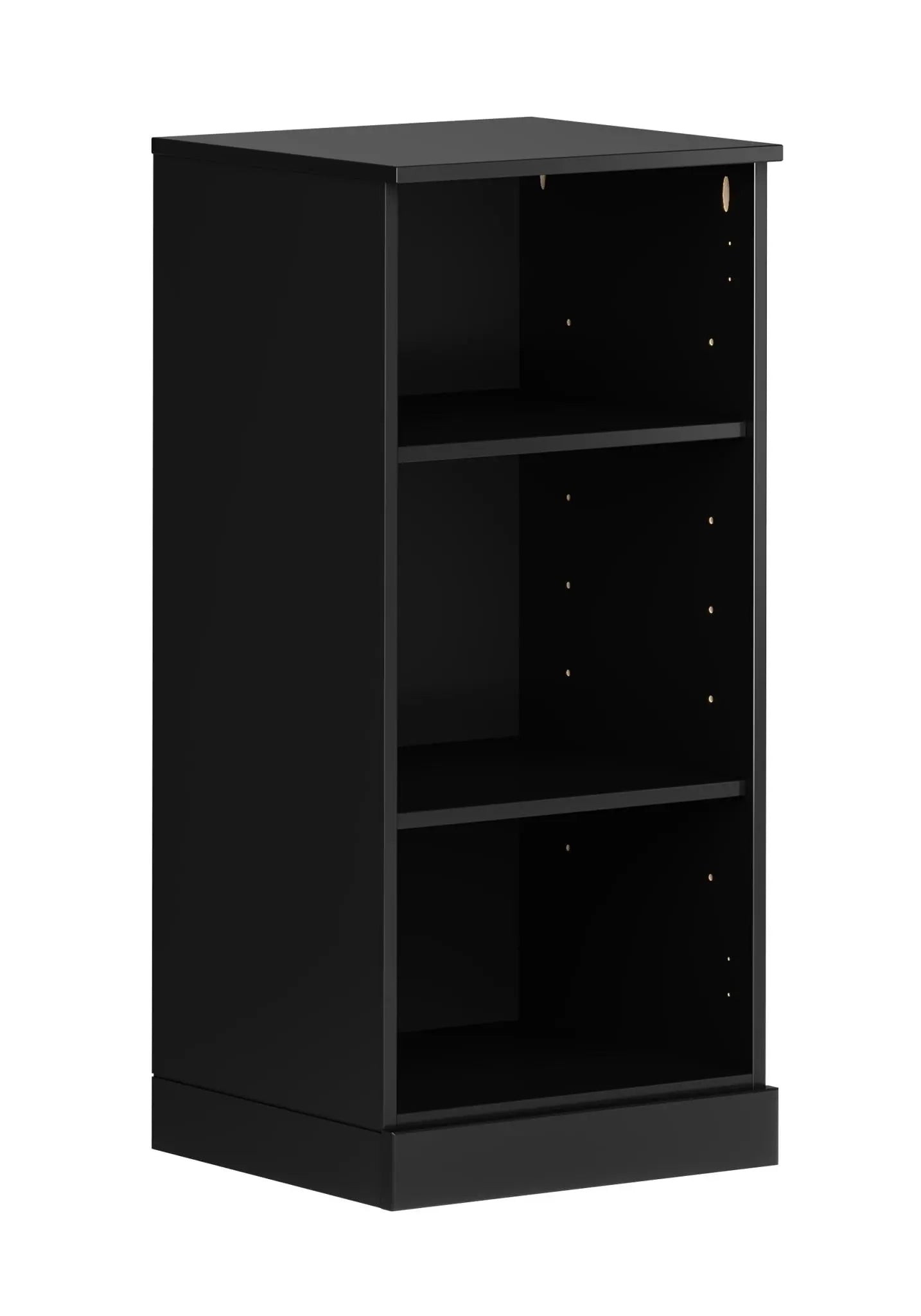 36" Black Solid Wood Adjustable Three Tier Library Bookcase Homeroots Office