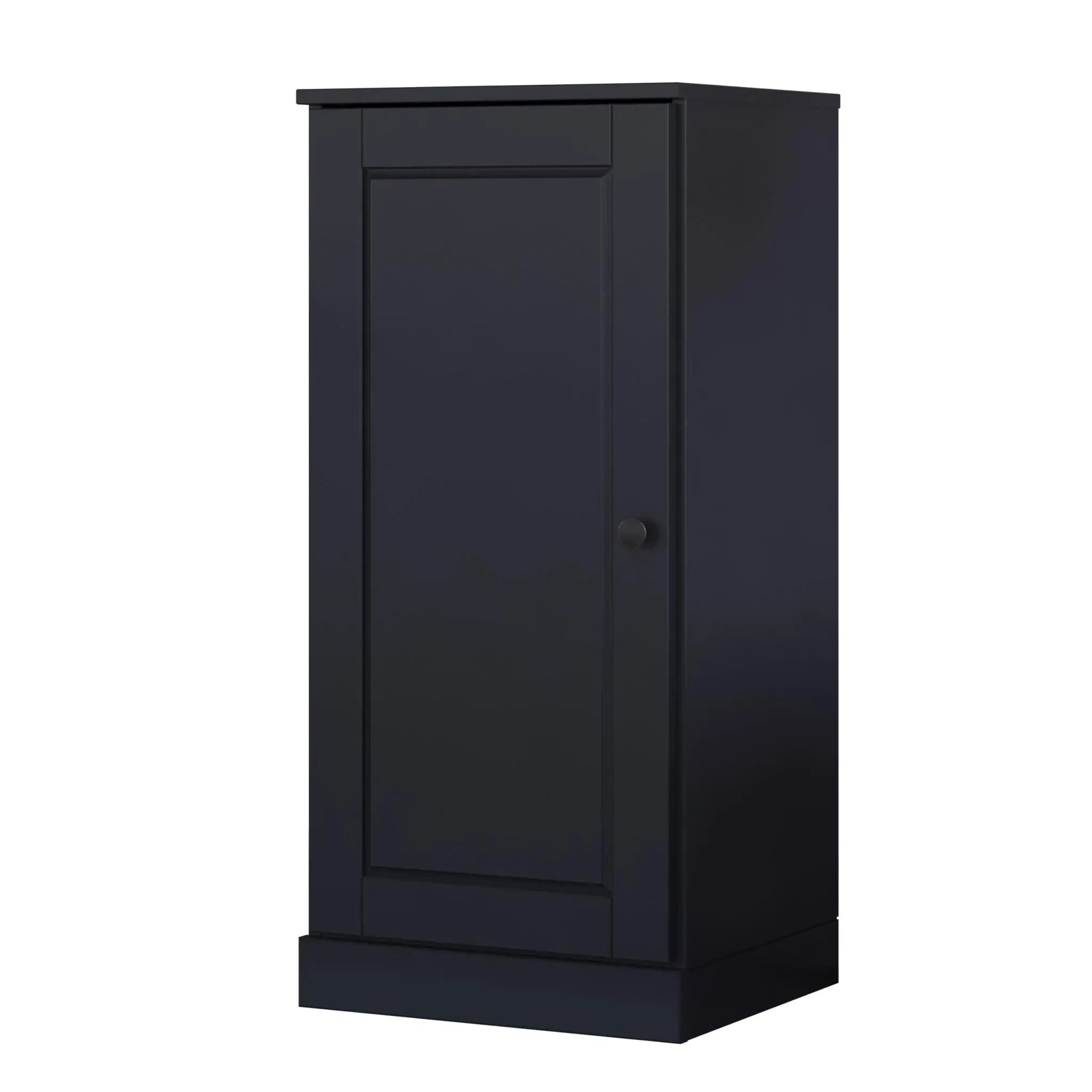 36" Black Solid Wood Adjustable Three Tier Library Bookcase with One Door Homeroots Office