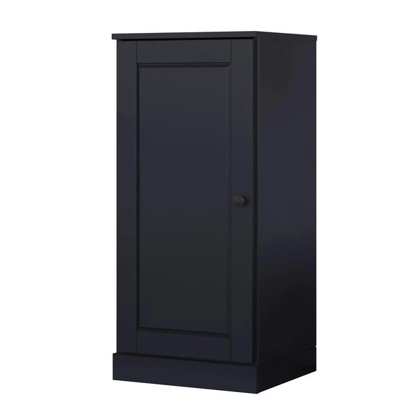 36" Black Solid Wood Adjustable Three Tier Library Bookcase with One Door Homeroots Office