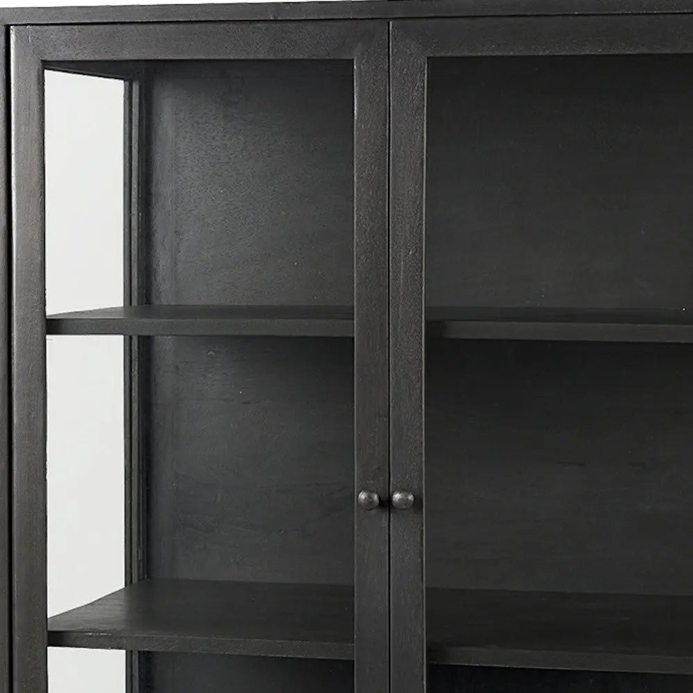 36" Black Solid Wood and Metal Display Cabinet With Two Doors Homeroots Kitchen & Dining