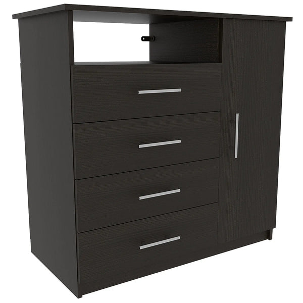 36" Black Wood Four Drawer Dresser Homeroots Bed & Bath