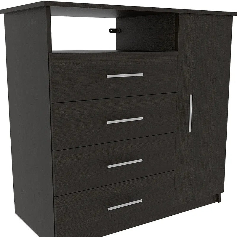 36" Black Wood Four Drawer Dresser Homeroots Bed & Bath