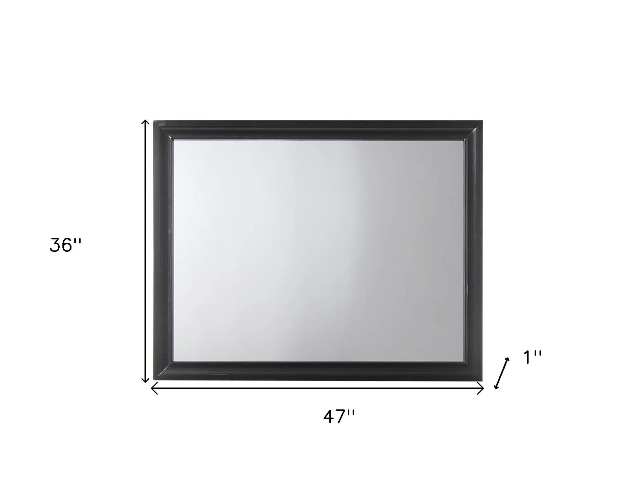 36" Black Wood Framed Mounted Dresser Mirror Homeroots Bed & Bath