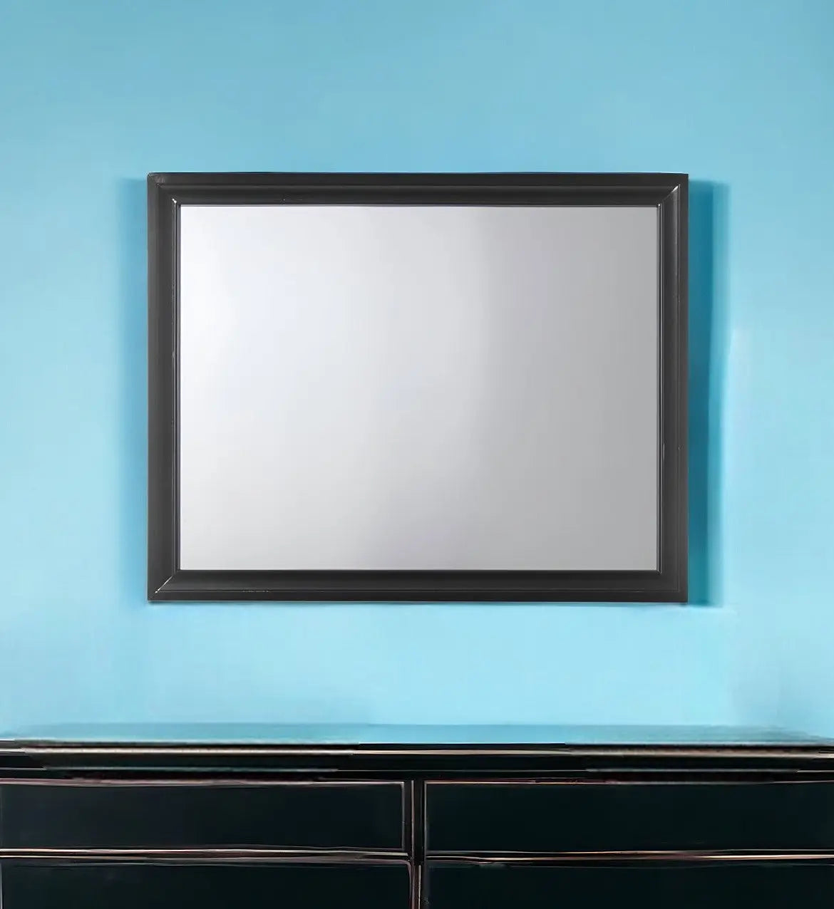 36" Black Wood Framed Mounted Dresser Mirror Homeroots Bed & Bath