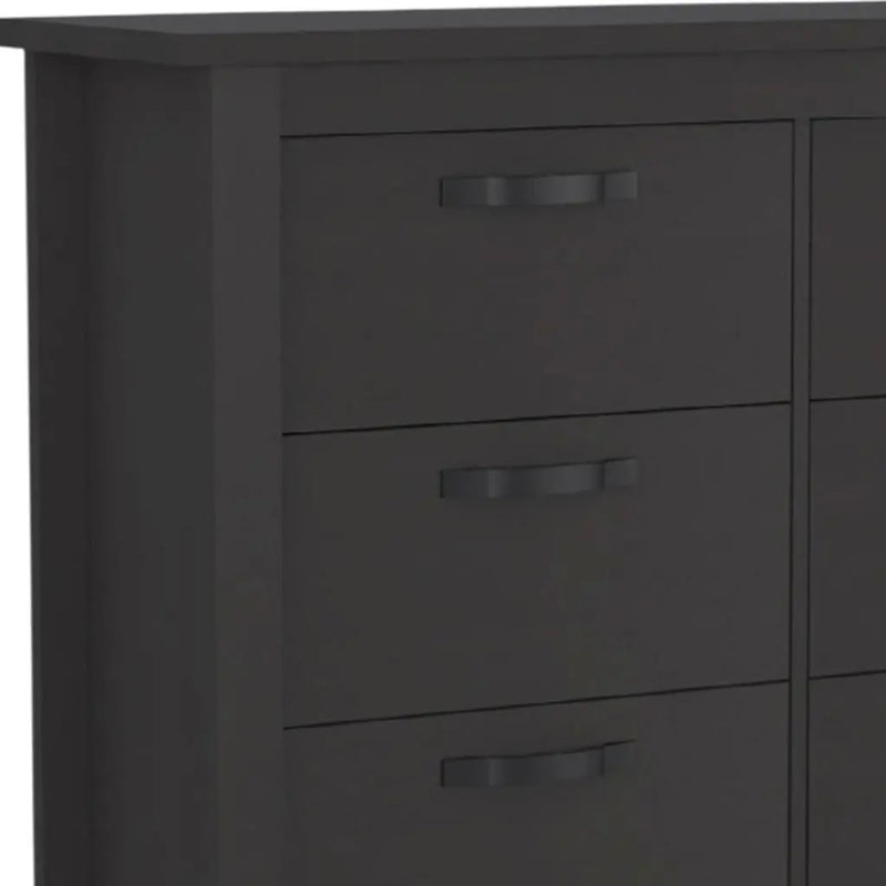36" Black Wood Six Drawer Double Dresser Homeroots Bed & Bath