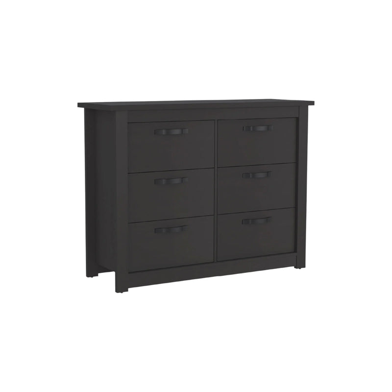 36" Black Wood Six Drawer Double Dresser Homeroots Bed & Bath