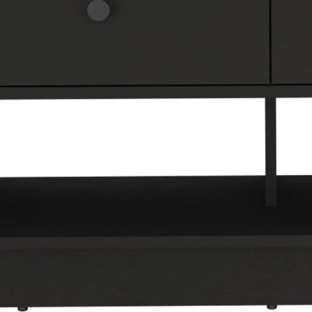 36" Black Wood Storage Bench With Drawers And Shelves Homeroots Living Room