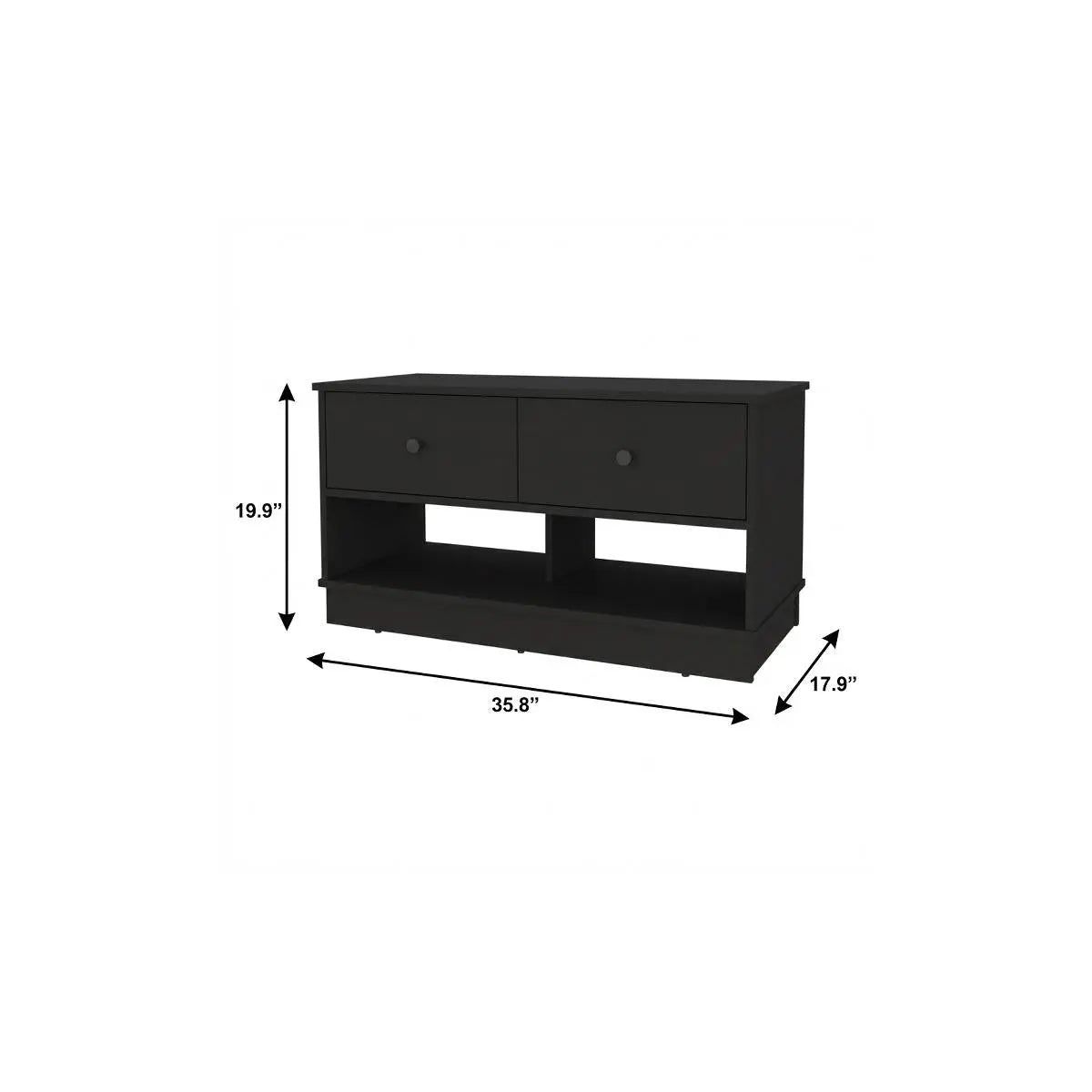 36" Black Wood Storage Bench With Drawers And Shelves Homeroots Living Room